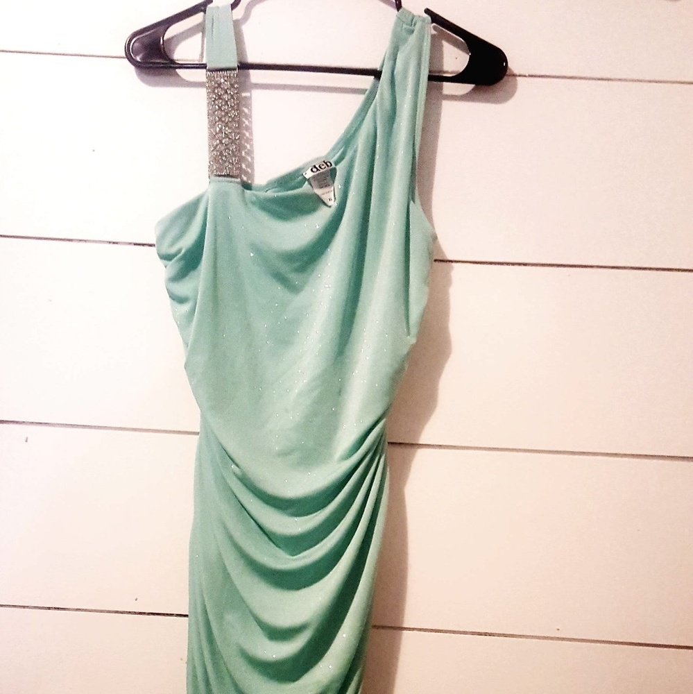 mint green deb dress with sparkles. XL